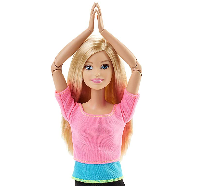 barbie endless moves doll with pink top